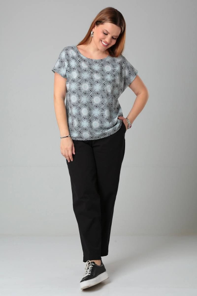 Блузка с принтом и спущенной линией плеча из текстиля Bliss 8700 олива - фото 2