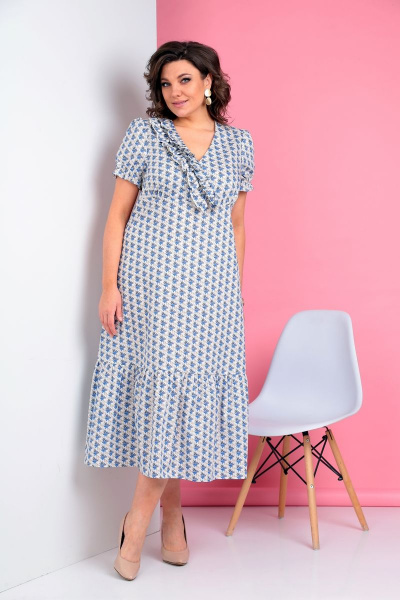 Летнее платье с запахом и воланами из хлопка Ивелта плюс 1822 - фото 2