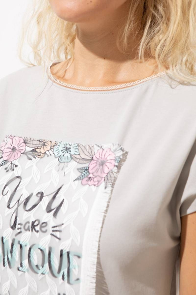 Блузка с коротким рукавом и яркой печатью из хлопка и трикотажа Femme & Devur 30742 1.47F(170) - фото 4