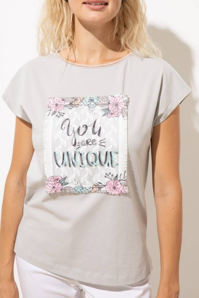 Блузка с коротким рукавом и яркой печатью из хлопка и трикотажа Femme & Devur 30742 1.47F(170) - фото 3