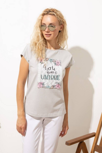 Блузка с коротким рукавом и яркой печатью из хлопка и трикотажа Femme & Devur 30742 1.47F(170) - фото 1