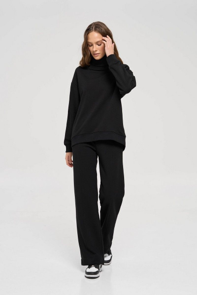 Черный костюм брюки и свитшот из хлопка-стрейч RAWR 352 черный - фото 1