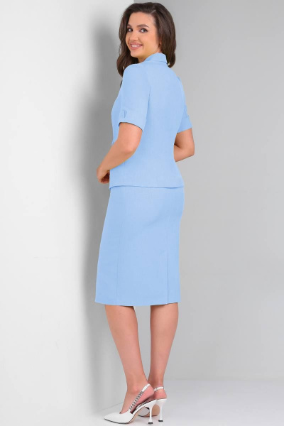 Летний голубой деловой женский жакет и юбка комплект LeNata 21117 голубой - фото 10