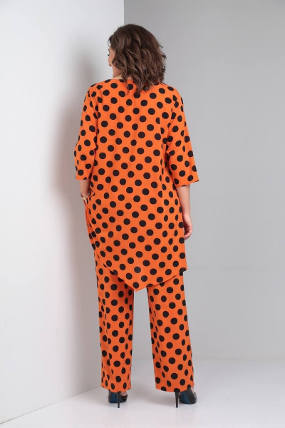 Брюки, туника LadisLine 1299 оранжевый/горох - фото 5