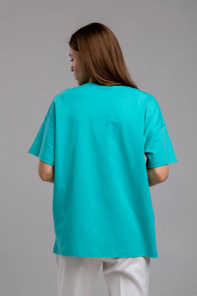 Круглогодичная майка из хлопка с принтом и стилем оверсайз Romgil 250ЛХАМ бирюзово-зеленый - фото 5