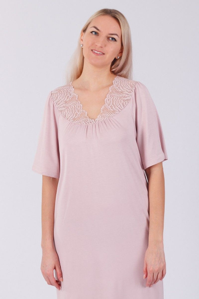Домашняя сорочка из вискозы и трикотажа для уютных вечеров Belarusachka С4266 лотос - фото 6