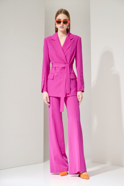 Костюм с жакетом, брюками и топом из текстиля на пуговицах Орхидея 1250 - фото 3