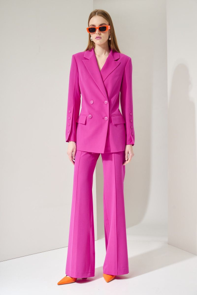 Костюм с жакетом, брюками и топом из текстиля на пуговицах Орхидея 1250 - фото 1