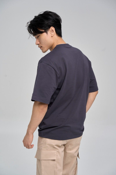 Серая хлопково-трикотажная футболка с брендингом RAWR 356 графит - фото 4