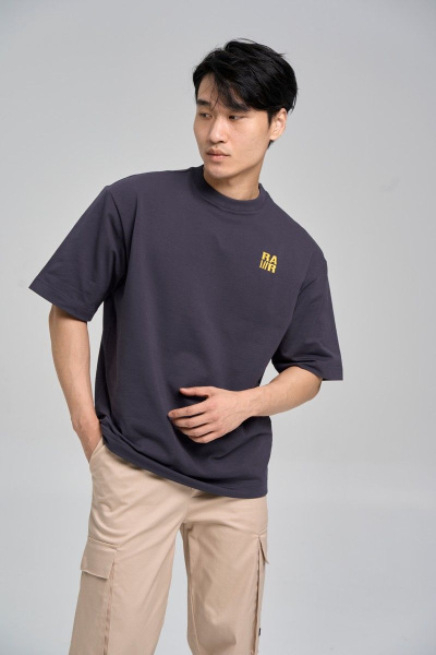 Серая хлопково-трикотажная футболка с брендингом RAWR 356 графит - фото 1