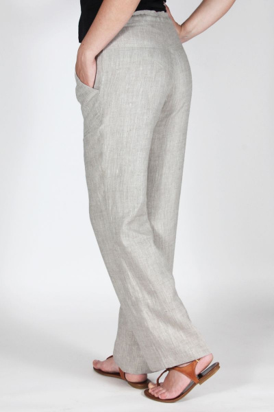 Летние брюки из льна и вискозы свободного кроя Mirolia 1147 серый - фото 2
