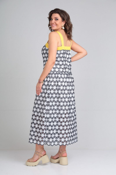 Летнее платье с присборенным воланом и контрастной отделкой Mubliz 044 кружочки - фото 3