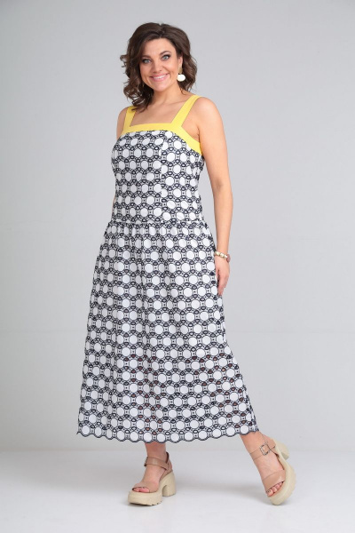 Летнее платье с присборенным воланом и контрастной отделкой Mubliz 044 кружочки - фото 4