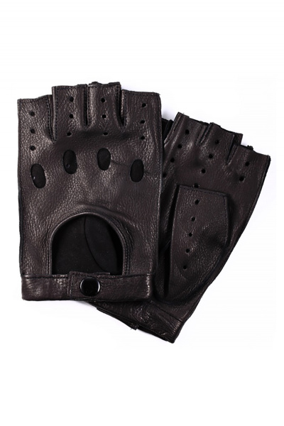 Черные перчатки из оленя без подкладки, 22 см длины ACCENT 264б черный - фото 1