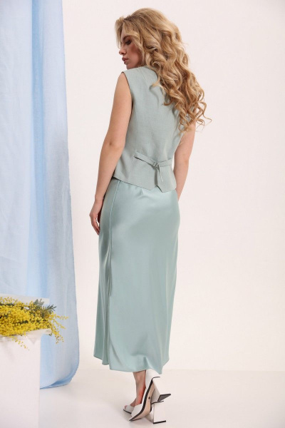 Жилет приталенный из льна с карманами и рельефами LM БЛ5364 - фото 8