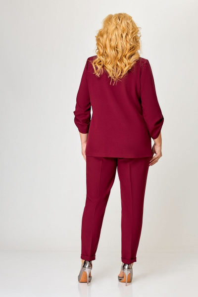 Деловой комплект с жакетом, блузкой и брюками БАГРЯНИЦА 5035 бордо - фото 4