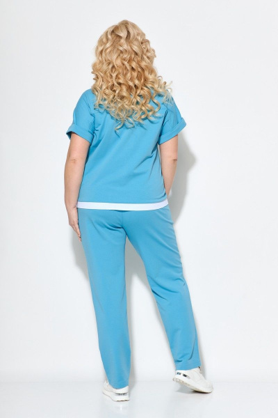 Голубой спорткомплект с зауженными брюками и коротким свитшотом STEFANY 2062 - фото 5