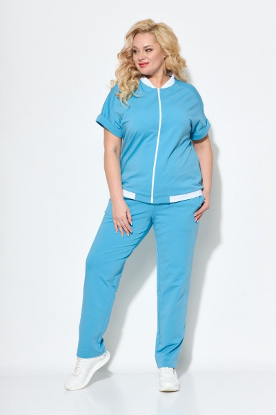 Голубой спорткомплект с зауженными брюками и коротким свитшотом STEFANY 2062 - фото 2