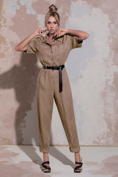 Комбинезон из льна в стиле на каждый день Golden Valley 1087 коричневый - фото 1