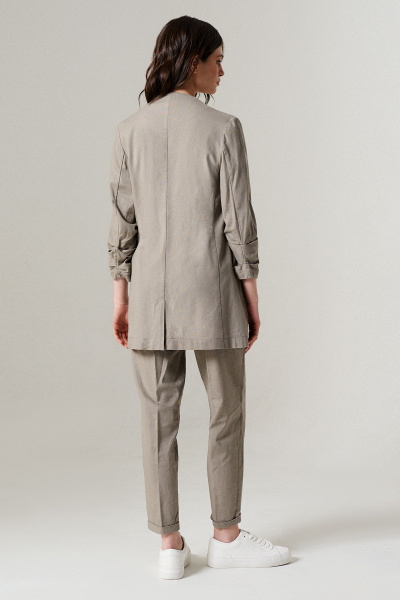 Льняной удлиненный жилет в стиле кэжуал с карманами Панда 444933 бежевый - фото 3