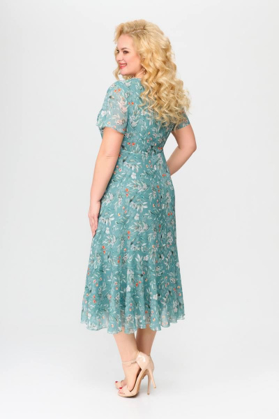 Бирюзовое платье из шифона с V-образным вырезом Slaviaelit 428-1 бирюза - фото 2