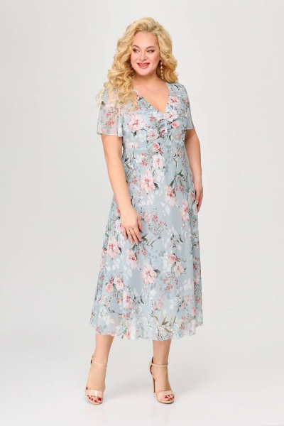 Платье из шифона с расширенной линией низа Slaviaelit 428-1 светло-серое - фото 1