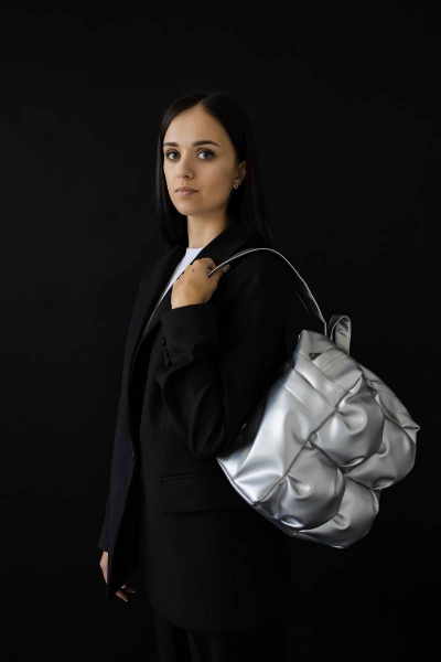 Рюкзак из экокожи серый для города MT.Style рюкзак2 siiver - фото 5