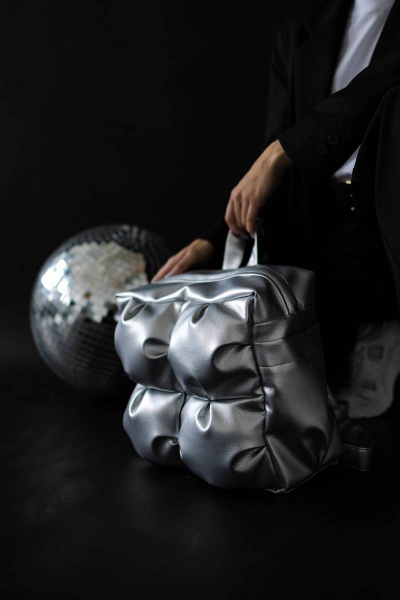 Рюкзак из экокожи серый для города MT.Style рюкзак2 siiver - фото 11