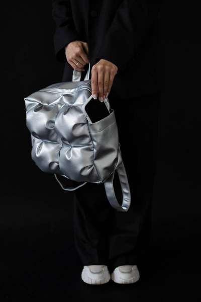 Рюкзак из экокожи серый для города MT.Style рюкзак2 siiver - фото 6