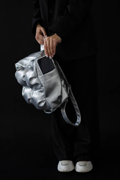 Рюкзак из экокожи серый для города MT.Style рюкзак2 siiver - фото 8