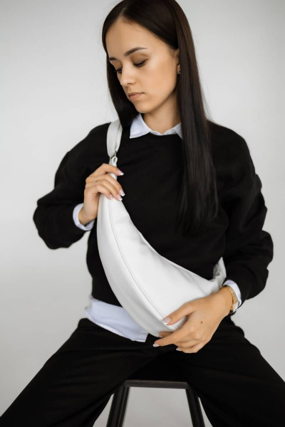 Сумка экокожа на каждый день белая с интересной формой MT.Style Niks WHITE2 - фото 1