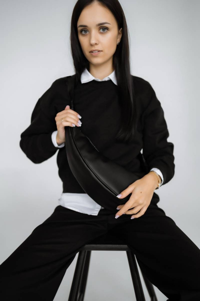 Сумка экокожа на каждый день черная с интересной формой MT.Style Niks BLACK2 - фото 2