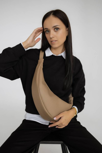 Сумка экокожа на каждый день бежевый с интересной формой MT.Style Niks IRIS2 - фото 4