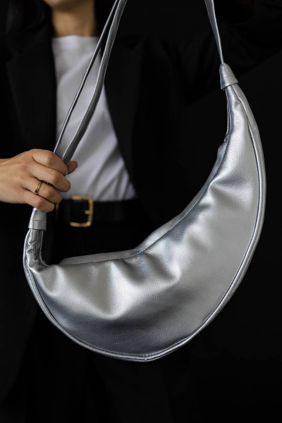 Сумка экокожа на каждый день серая с интересной формой MT.Style Niks SILVER2 - фото 2