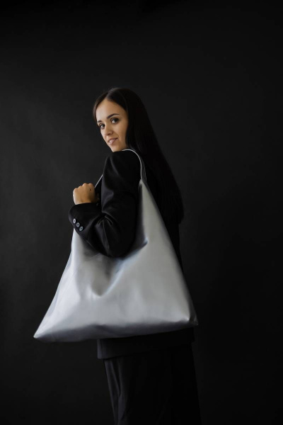 Шопер экокожа на каждый день серый вместительный MT.Style BAG/\2bag silver2 - фото 5