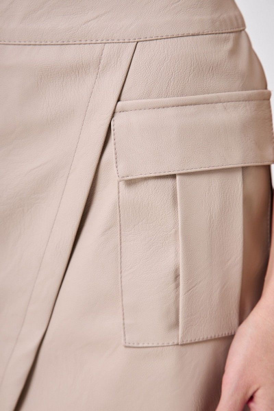 Юбка из эко кожи с имитацией запаха и минеральным стилем Anelli 975 беж_мокко - фото 4