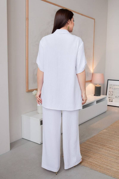 Летние прямые брюки из вискозы с резинкой и пуговицами ASV 2413 белый - фото 4