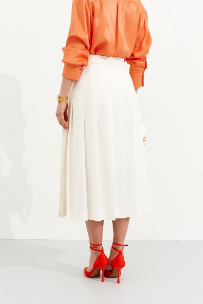 Юбка А-силуэта с разрезом и пуговицами миди Ketty К-06250 белый - фото 7