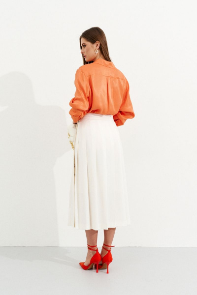 Юбка А-силуэта с разрезом и пуговицами миди Ketty К-06250 белый - фото 6