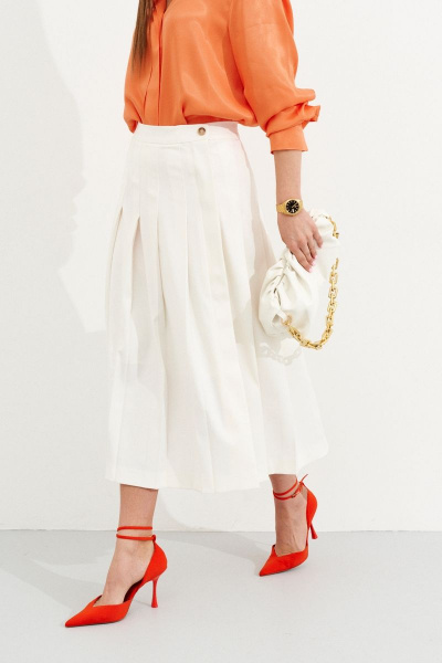 Юбка А-силуэта с разрезом и пуговицами миди Ketty К-06250 белый - фото 4