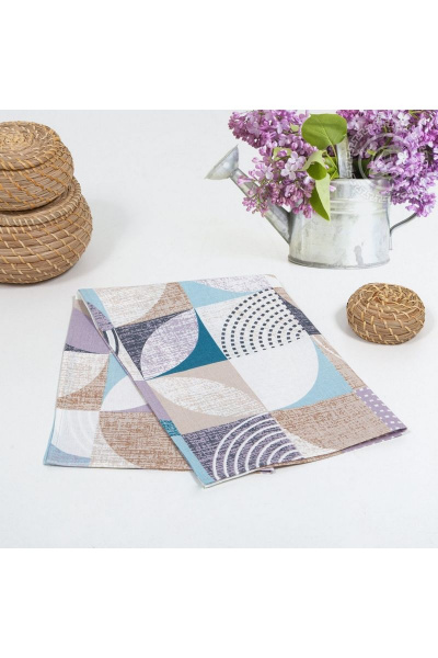 Кухонное мультиколор полотенце из рогожки 50х70 см АРТПОСТЕЛЬ ПКР50.70 марципан - фото 2