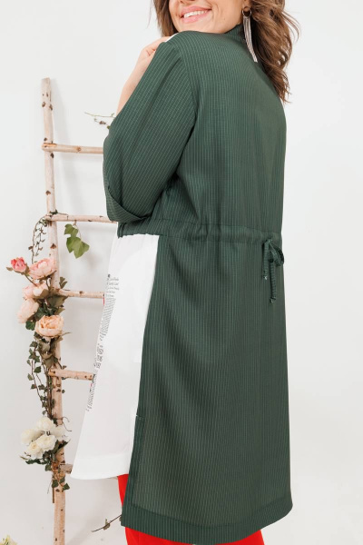 Комплект женский летний из шазюбля и зауженных брюки SandyNa 13591 хаки-красный - фото 10