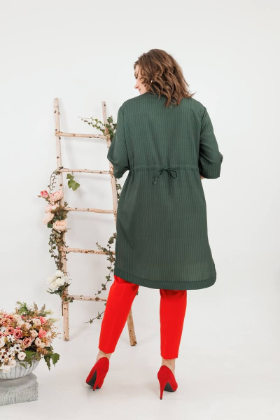 Комплект женский летний из шазюбля и зауженных брюки SandyNa 13591 хаки-красный - фото 9