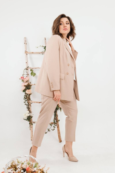 Жакет классический прямого силуэта из текстиля SandyNa 130550 песочный - фото 16