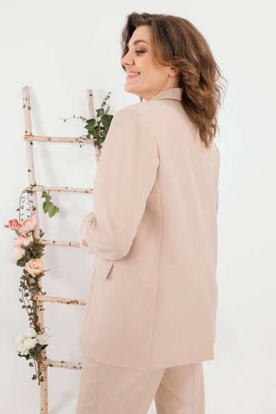 Жакет классический прямого силуэта из текстиля SandyNa 130550 песочный - фото 12