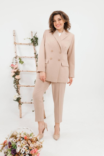 Жакет классический прямого силуэта из текстиля SandyNa 130550 песочный - фото 1