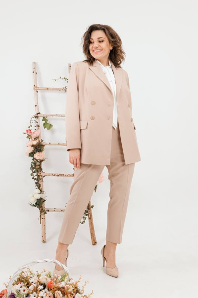 Жакет классический прямого силуэта из текстиля SandyNa 130550 песочный - фото 5