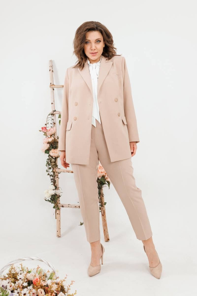 Жакет классический прямого силуэта из текстиля SandyNa 130550 песочный - фото 2