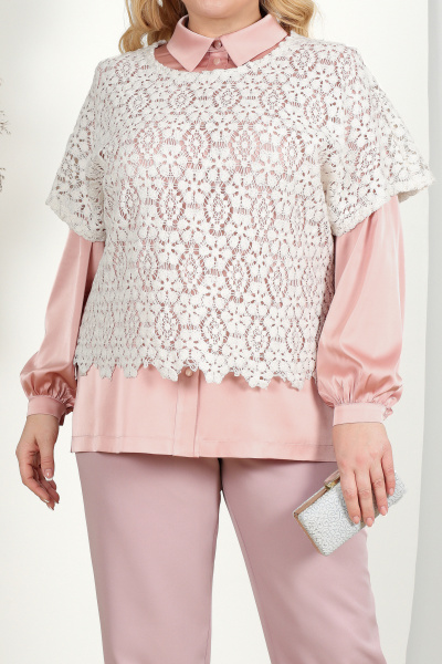 Блуза, брюки, жилет Ninele 7413 пудра - фото 3