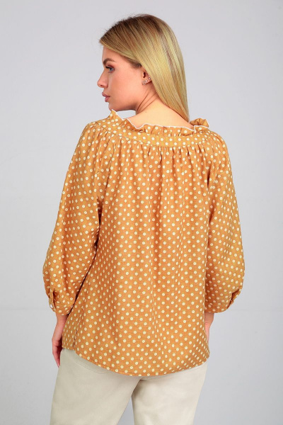 Демисезонная блуза с ремнем и бантовым завязыванием Таир-Гранд 62167 горчица - фото 3